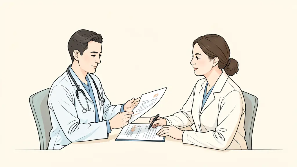 Un neuropsychologue et un patient adulte analysant ensemble un rapport de diagnostic du TDAH dans un cabinet médical