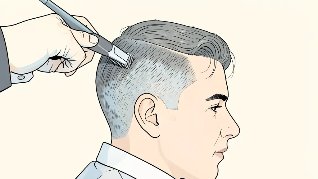 Barbier utilisant une tondeuse pour tracer les contours nets d'une coupe undercut sur les côtés