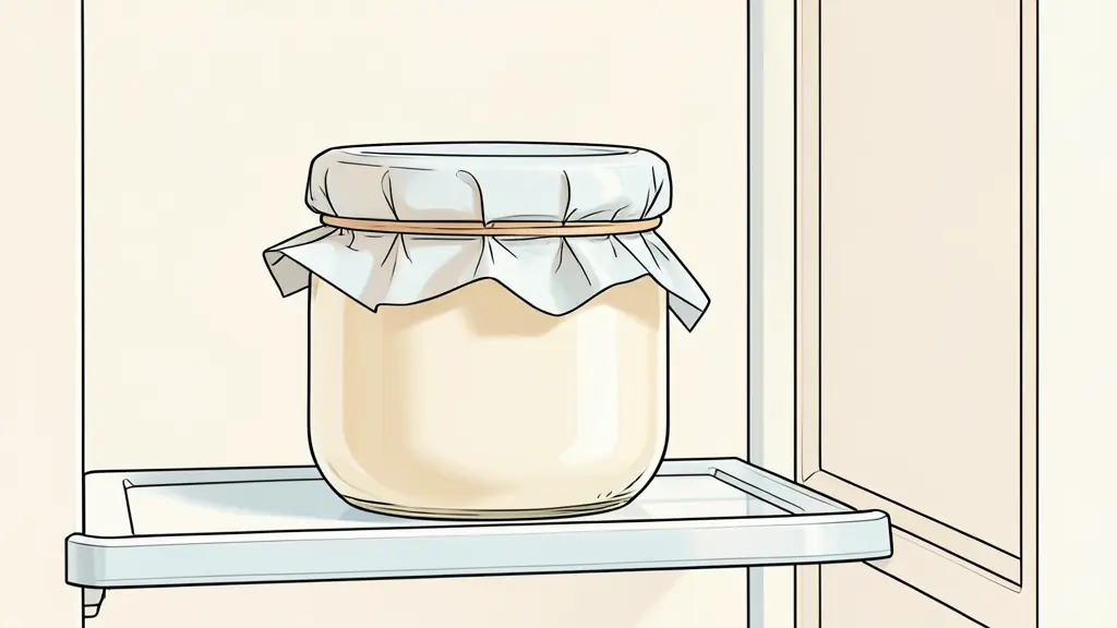 Pot de crème aux amandes maison rangé dans un réfrigérateur moderne et propre