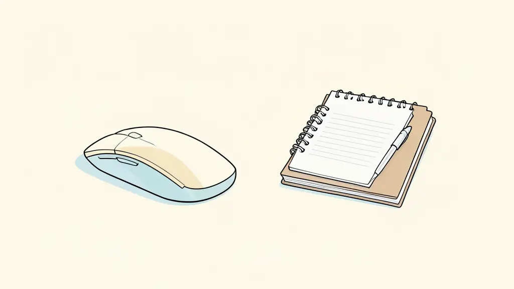 Bureau organisé avec souris ergonomique et agenda numérique pour l'accessibilité au travail