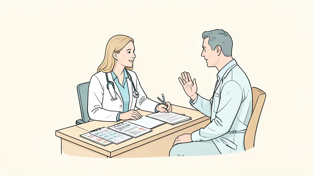 Un neuropsychologue expliquant les résultats de tests cognitifs à un patient dans son cabinet