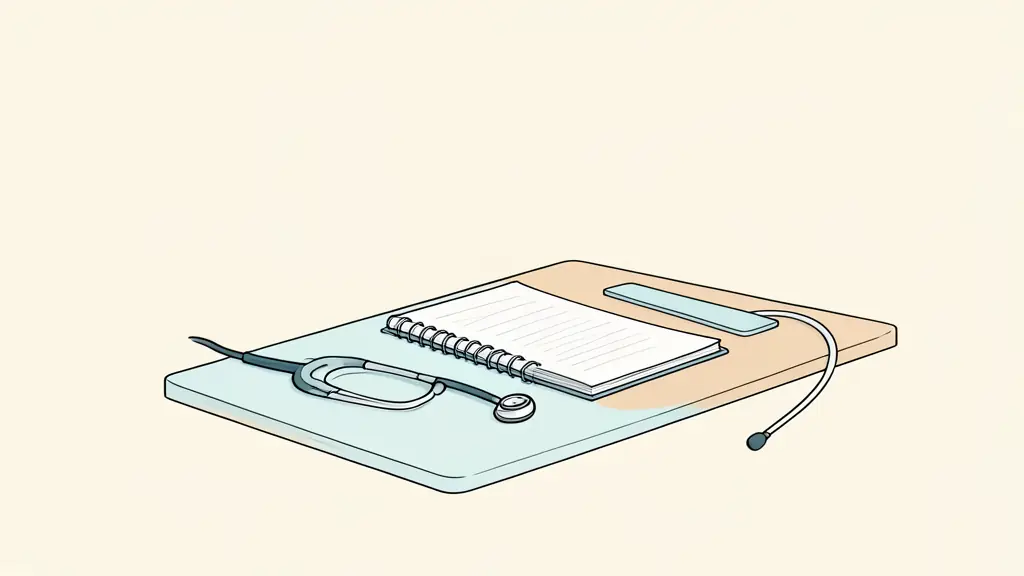 Bureau médical avec un stéthoscope et un carnet pour une consultation spécialisée TDAH